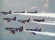 Le frecce tricolori in una foto del 1963 con gli aerei Fiat G91