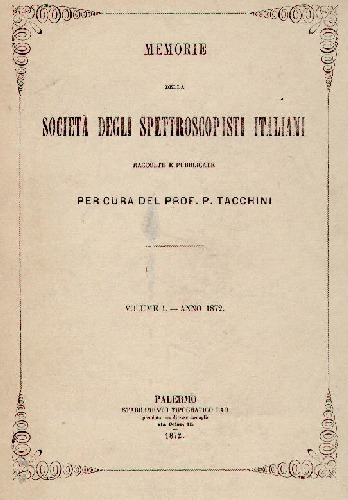 [Memorie S.S.I. 
Frontespizio del primo volume]