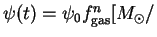 $\psi(t)=\psi_0 f_{\rm gas}^n [M_\odot/$