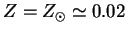 $Z=Z_\odot\simeq 0.02$
